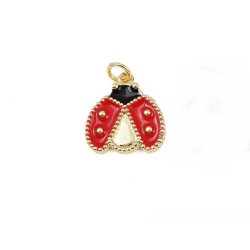 Pendentif coccinelle porte bonheur laiton doré 18K