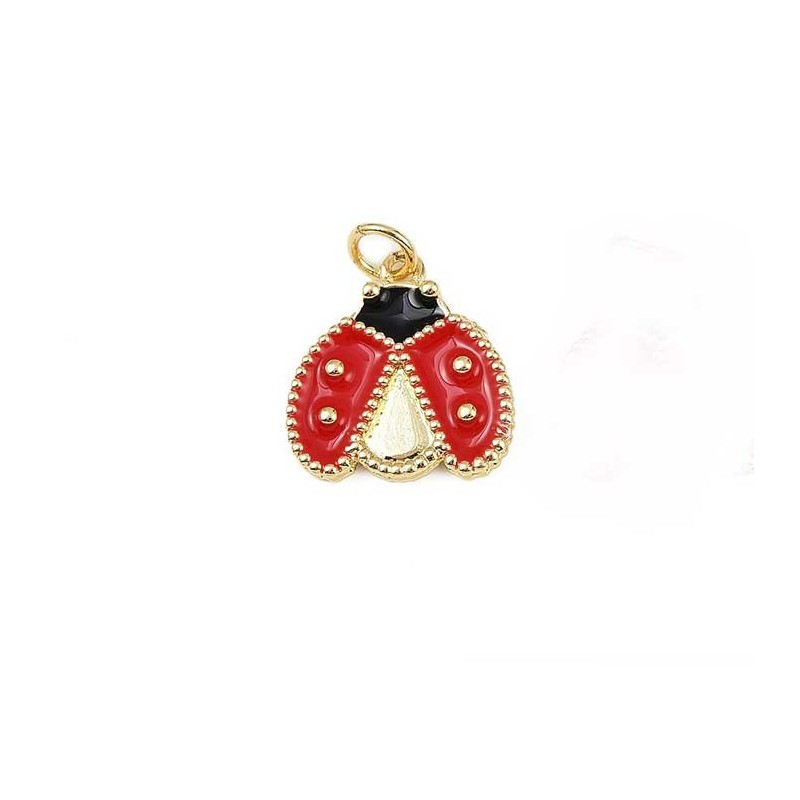 Pendentif coccinelle porte bonheur laiton doré 18K