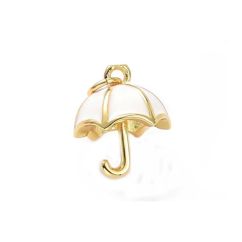 Pendentif parapluie 3D 15x13mm laiton-Blanc-Doré 18k