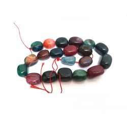 Fil de  Perles en Agate veinée multicolore 18x14mm-13x10mm -37cm