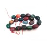 Fil de  Perles en Agate veinée multicolore 18x14mm-13x10mm -37cm