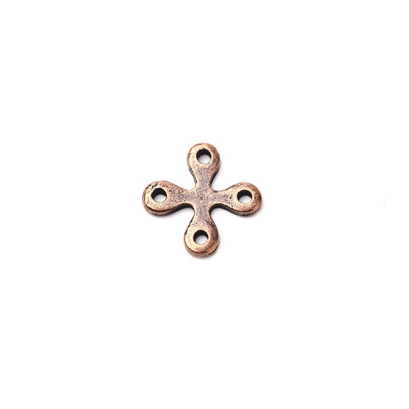 Intercalaire croix 18x18mm -4 trous- cuivre