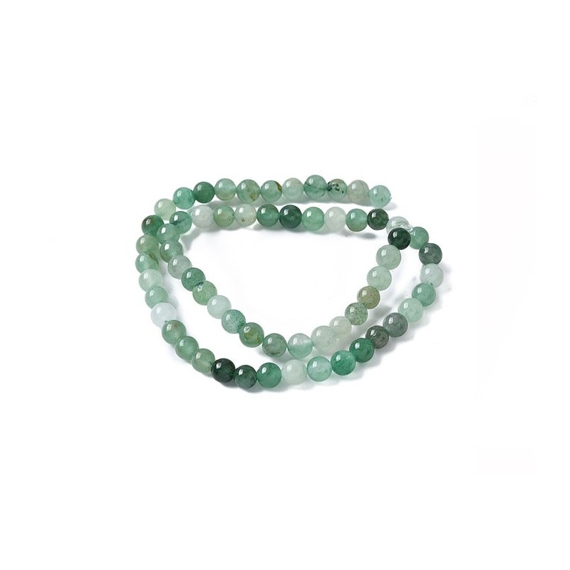 Fil de perles en Aventurine B 6mm Vert mix x 38cm