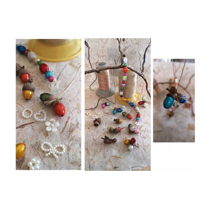 déco de Noël avec cupules de glands et perles magiques