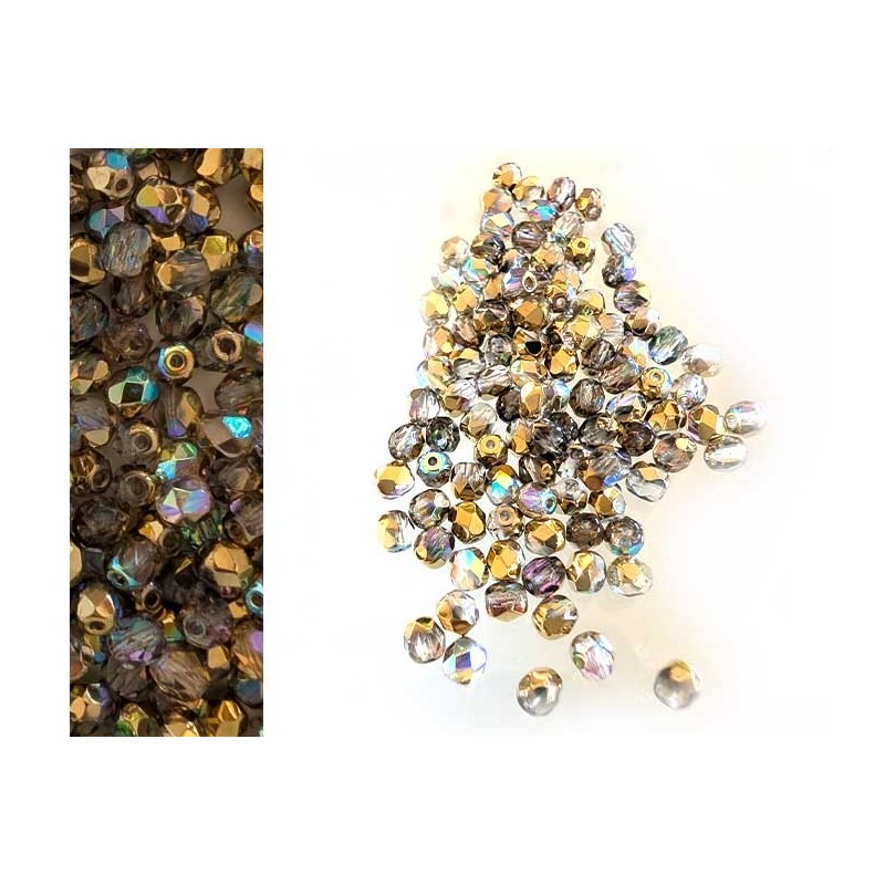 Facettes de Bohême 4mm crystal golden rainbow X 50