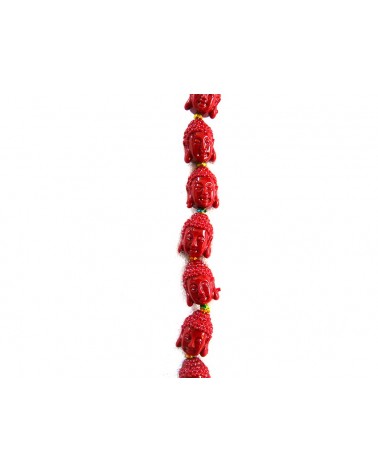 Bouddha en corail rouge 13 x 9mm  x1