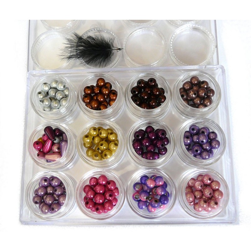 Coffrêt de 12 boîtes rondes en plastique de  30mm de diamètre  x 1ensemble 