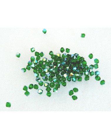 Toupies en cristal de Bohême 4mm VERT - Green Bottle AB x 25
