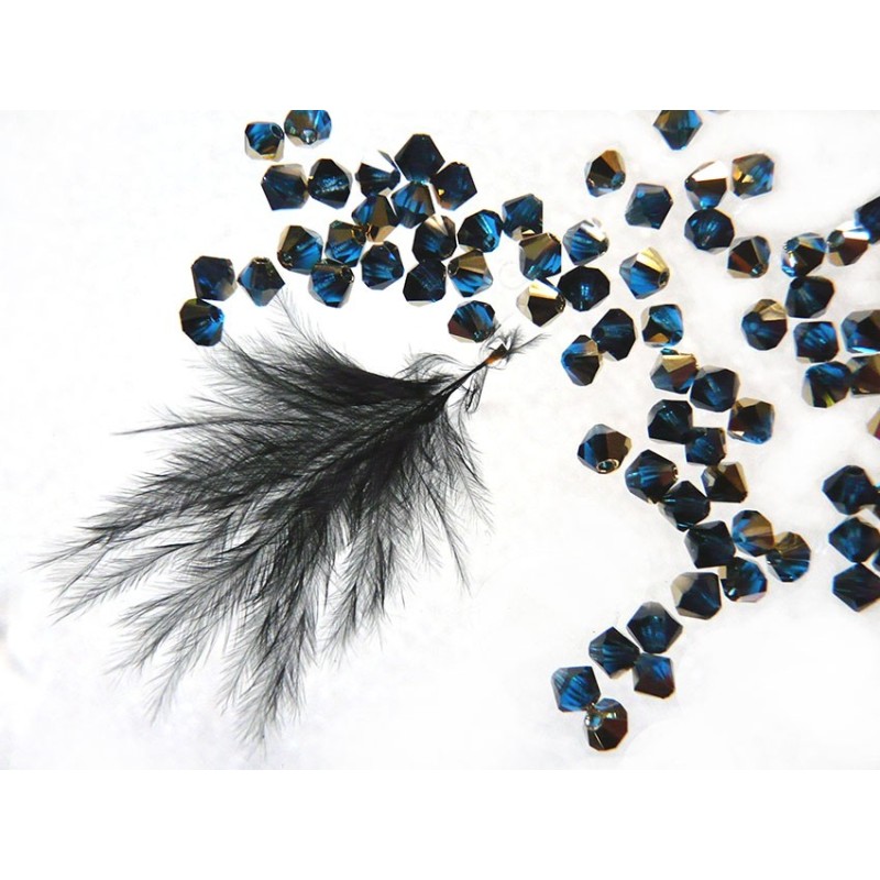 Toupies en cristal de Bohême 4mm OR BLEU- capri blue  brass amber x 25