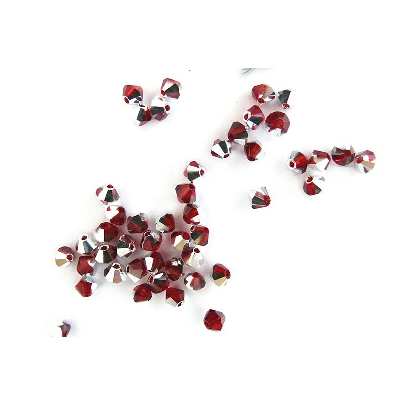 Toupies  4mm ROUGE siam argent x 25