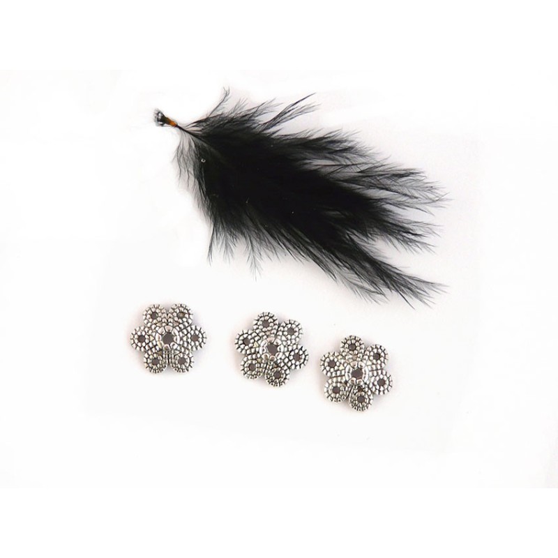 Coupelle fleur 9mm argent vielilli X 1 ou par 10