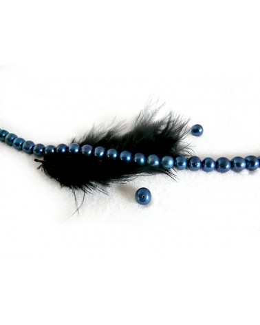 Perles d'eau douce rondes bleu électrique 7-8mm par 4