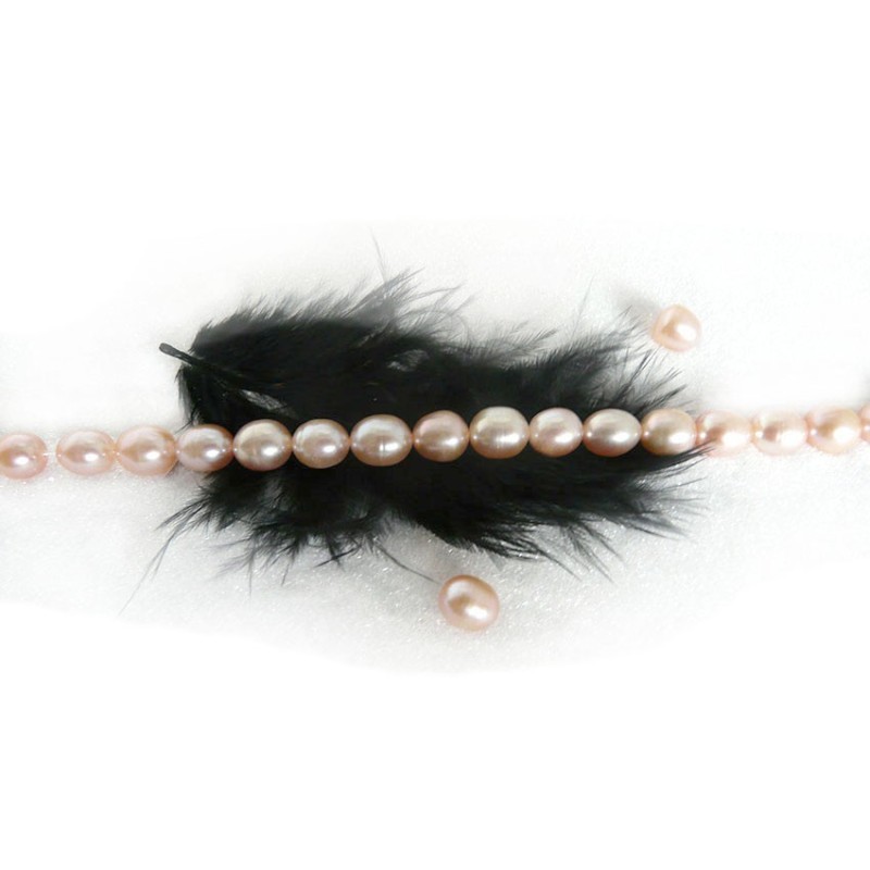 Perles d'eau douce  gradées 7 x 8-9mm pèche-rosé par 4