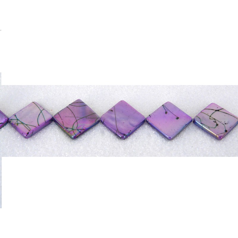 Losange nacré violet AB 15 X 15mm x 5 ou 1 rang
