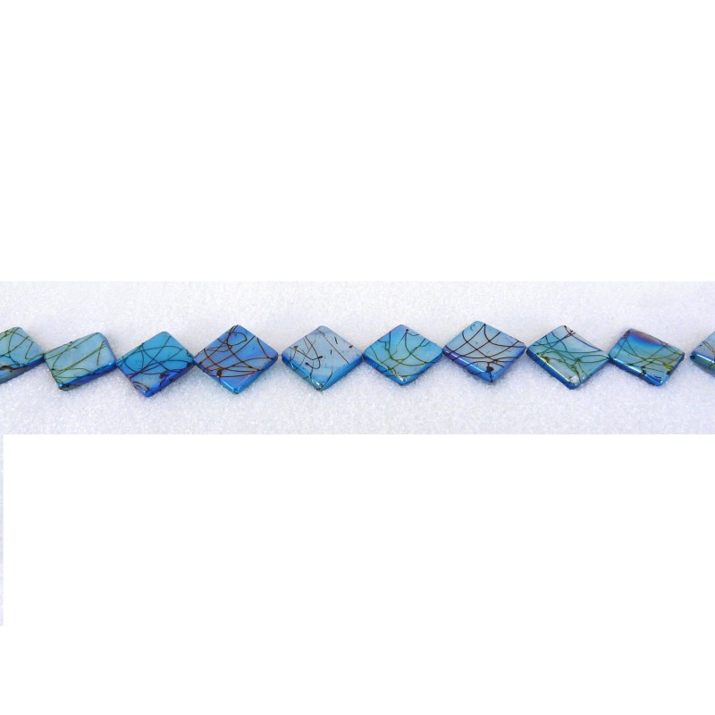 Losange nacré bleu AB 15 X 15mm x 5 ou 1 rang
