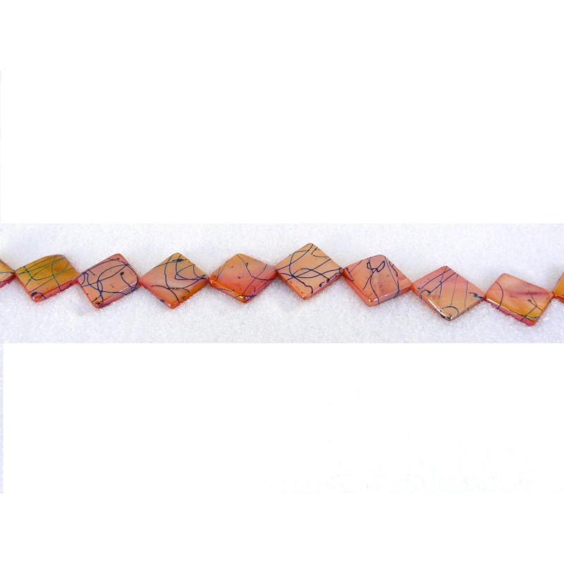 Losange nacré orange AB 15 X 15mm x 5 ou 1 rang