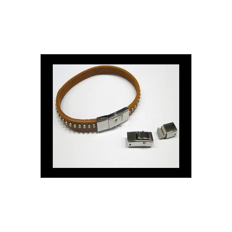 Fermoir incurvé acier inoxydable pour cordon plat 6x4mm X 1