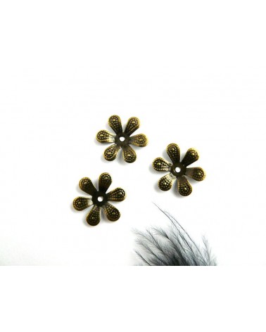Coupelle fleur filigranée bronze 16mm x 1