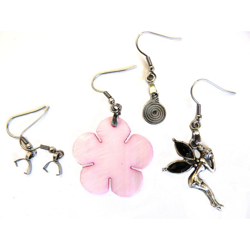 Boucles d'oreilles à bélière acier inox 26x7mm X 1 paire