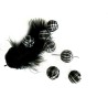 Perle en tissu 14mm  écossais noir et rouge X1