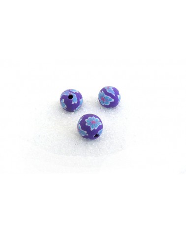 Perles polymère Fimo 8mm-Turquoise-rose -violet x 10
