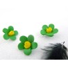 Fleur Fimo 18mm Vert et Jaune X 1