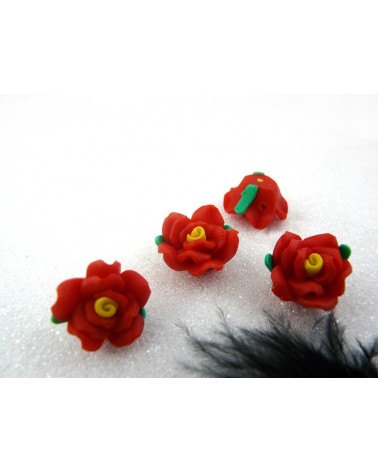 Rose Fimo 16mm Rouge X 1