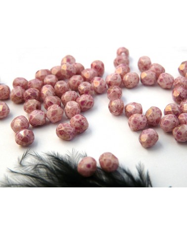 Facettes  4mm rose-snow white lila picasso x 50