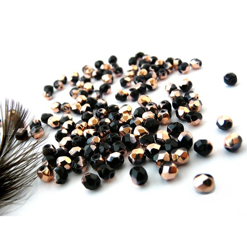 Facettes 4mm  Jet capri gold x 50