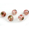 Perle en verre 14mm translucide zébrée rouge x 1 ou 10