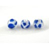 Perle en verre 16mm blanc et bleu à pois X 1
