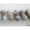 Perle géode 18mm d'agate dépolie -Gris-beige X 1