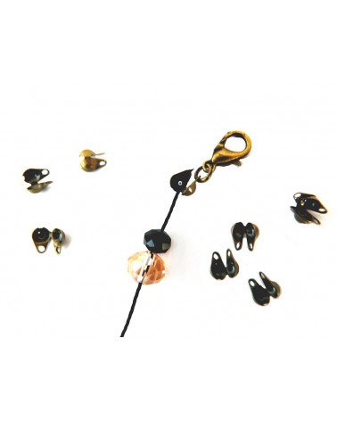 Cache-noeud ou Embout boule 3mm pour chaîne à billes 1.6 à 2.5mm bronze  X10    