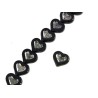 Coeur verre de Bohème noir-argent 14x12mm X1