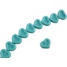 Coeur verre de Bohème turquoise  14x12mm X1