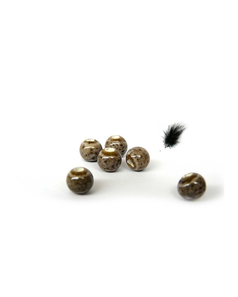Perle  céramique 6mm marron clair par 15