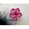 Fleur Fimo 20mm rose liserets X1