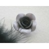 Rose Fimo 25mm  Gris coeur noir X 1