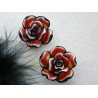 Rose Fimo 20mm Rouge jaune  X 1