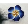 Fleur Fimo 42mm jaune bleu X1