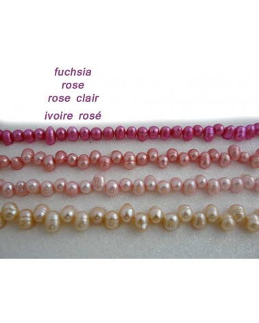 Perles d'eau douce ovales 8-10mm rose clair X4