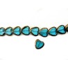 Coeur 9mm verre plaqué Bleu turquoise x1