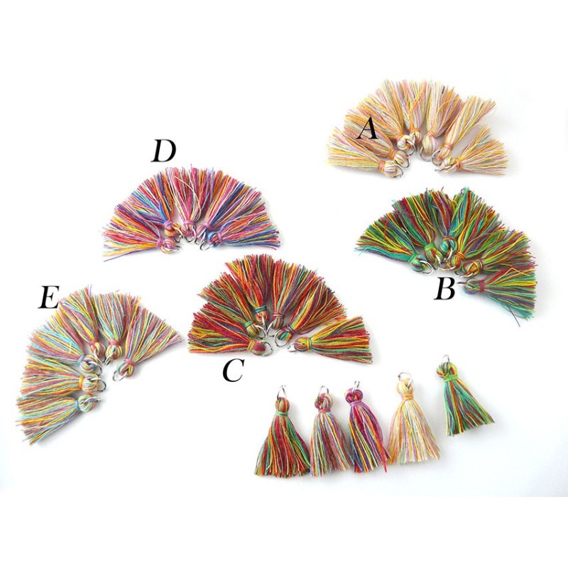 Pompon imitation coton 27-30mm E mix arc en ciel x1