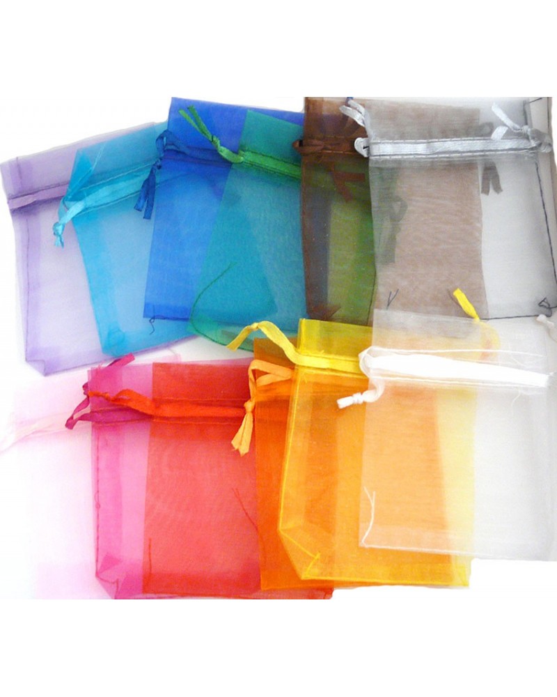 Petit  sac en organza 70x90mm  multicolores x10