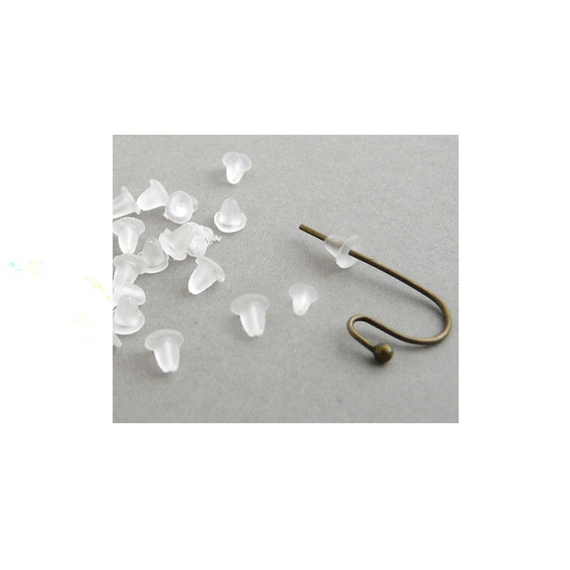 Poussoirs pour crochets d'oreilles 4X4mm transparent X 25