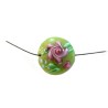 Palet verre au chalumeau 19mm fleuri rose et vert