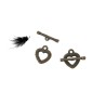 Fermoir T coeur 21mm cuivre antique