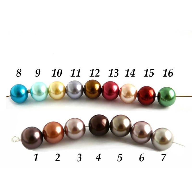 Ronde 10mm en verre vert prairie x 10