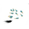 Breloque goutte bleu turquoise et bronze x1