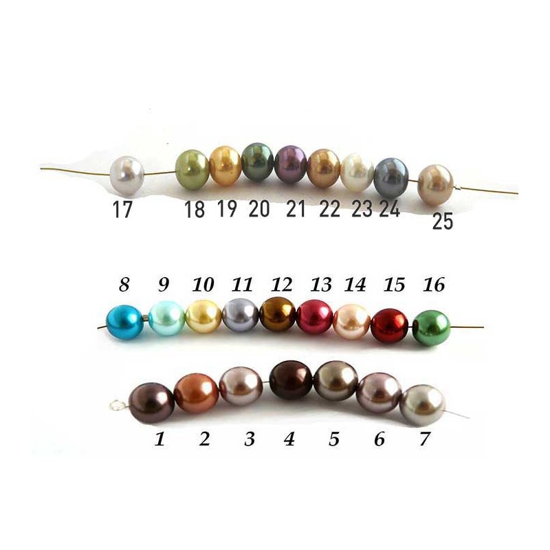 Ronde 10mm verre nacré  voile rose x 10